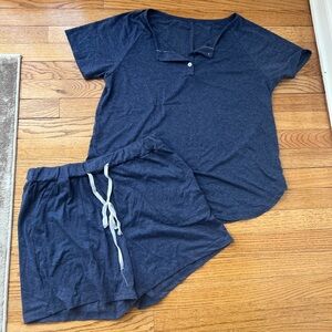 Women's Navy Blue Shorts Set